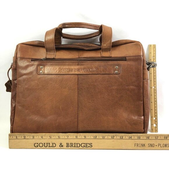 Spikes & Sparrow Business Laptop Bag Premium Leather Sawyer Brandy Cognac - Picture 3 of 12
